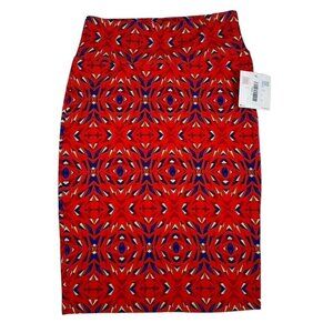 LuLaRoe Cassie Pencil Skirt Geometric Red Blue Green Kaleidoscope LLR Small S